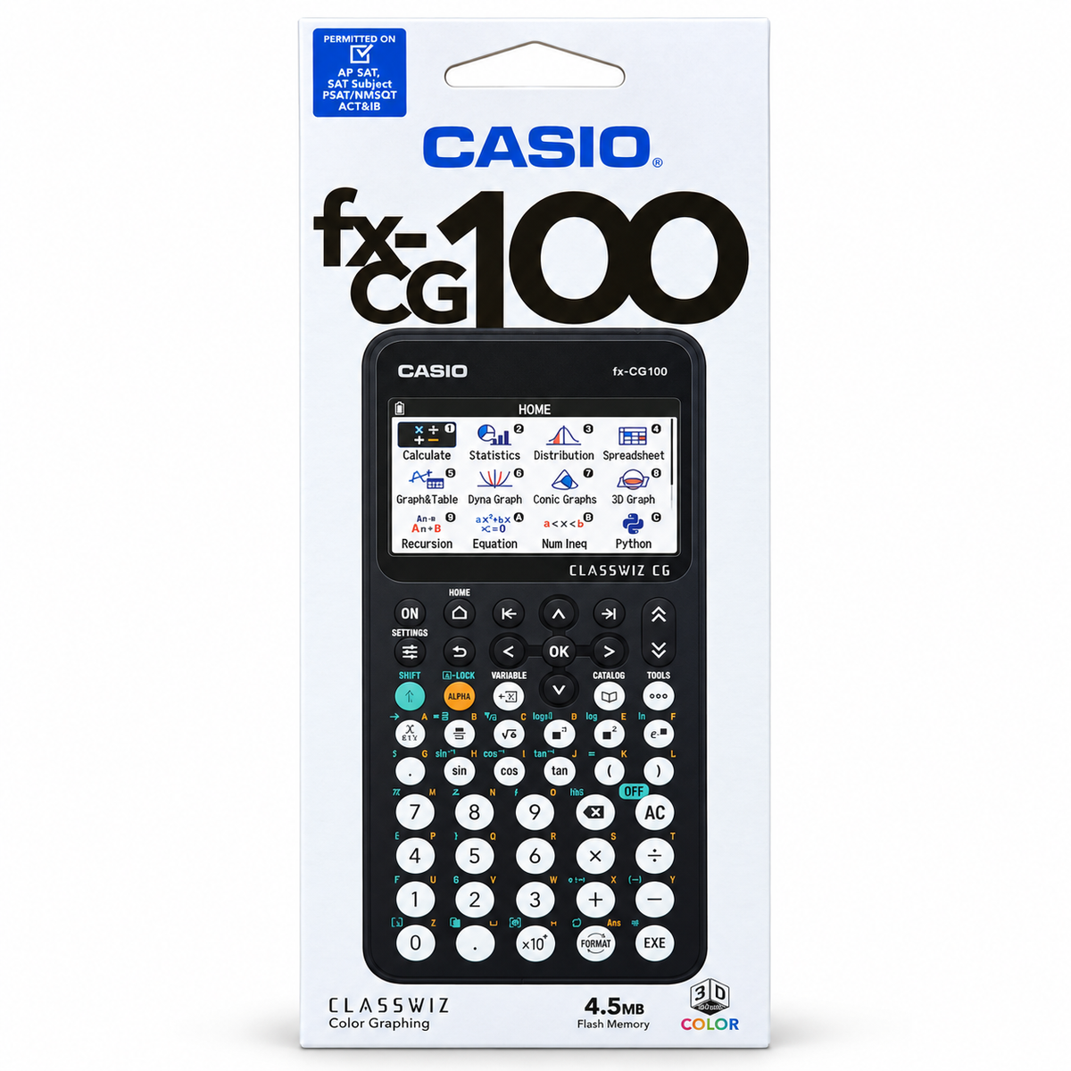 Casio fx-CG100 ClassWiz color graphing calculator retail box