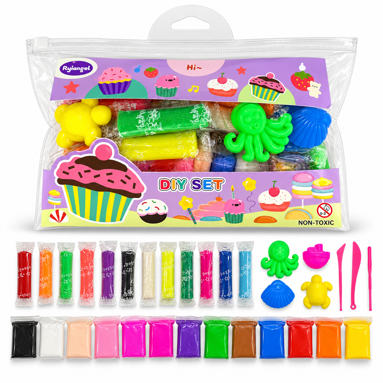 DIY Modeling Clay & Molds Set - مجموعة صلصال تشكيل مع قوالب وأدوات