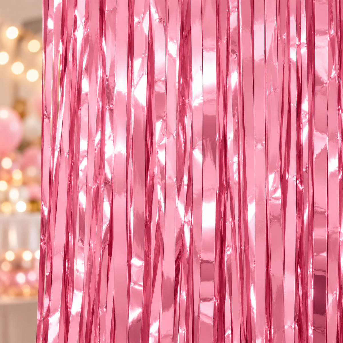 Pink Foil Fringe Curtain || ستارة حفلات بشرائط لامعة وردية