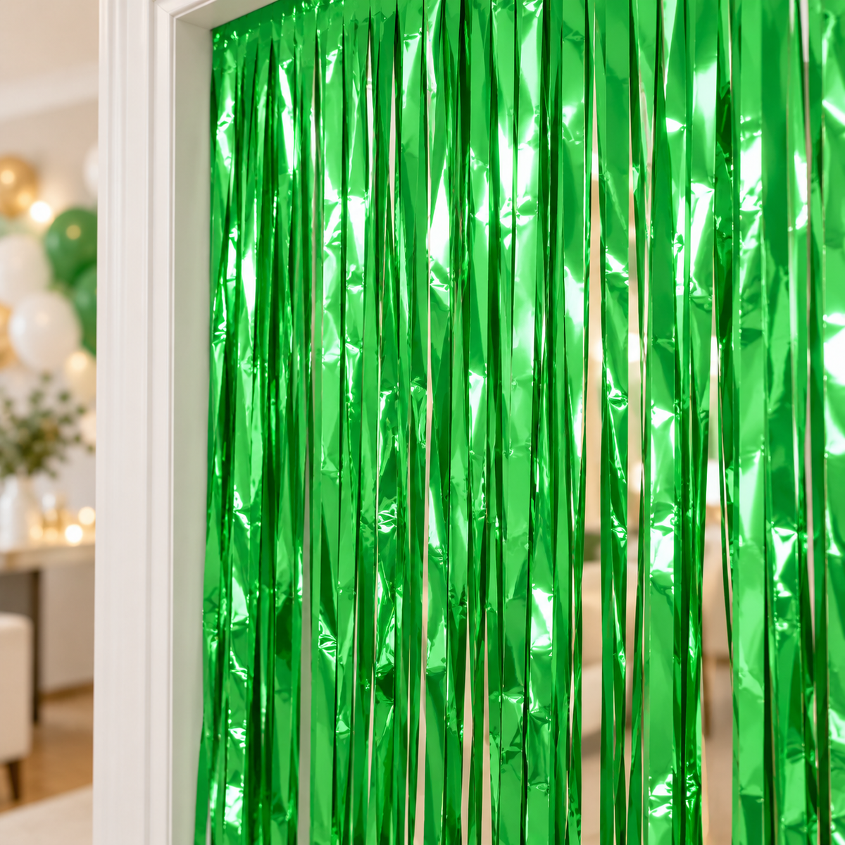 Green Foil Fringe Curtain || ستارة حفلات بشرائط لامعة خضراء