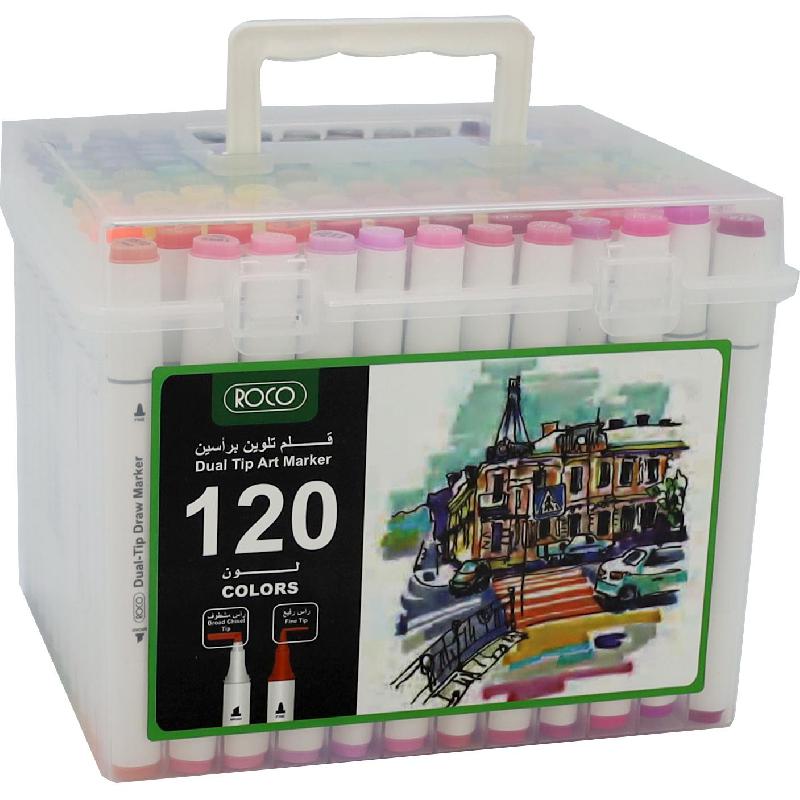 Roco Sketch Marker (120 Colors) Graphic Art Marker Twin Tip || مدموعه الوان سكيتش ماركر 120 لون روكو راسين 