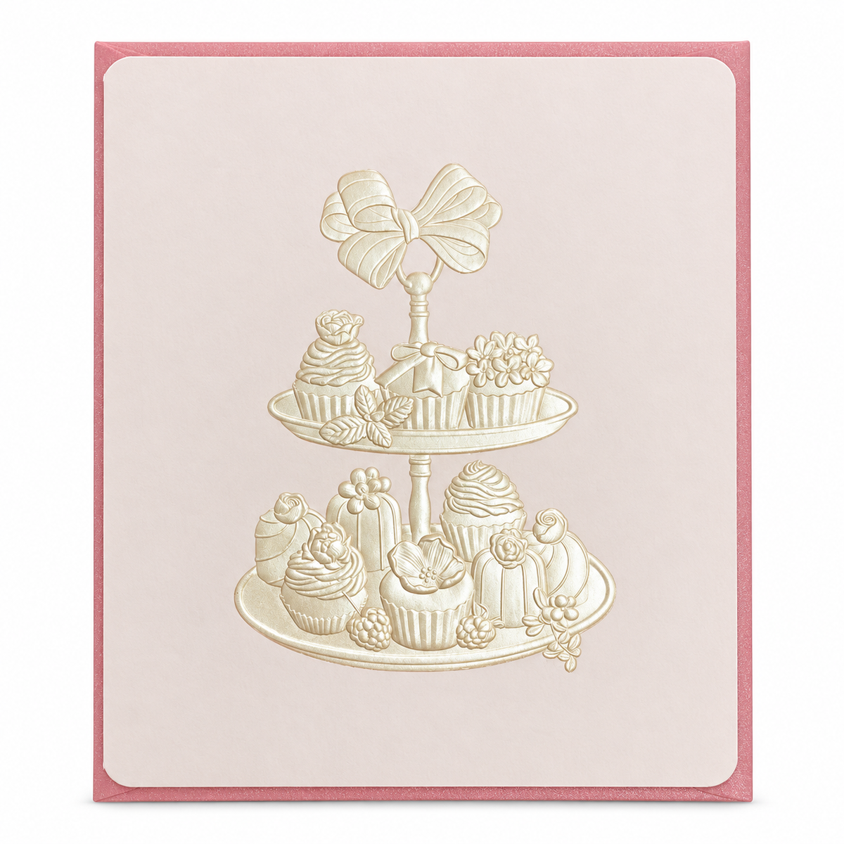 Embossed Dessert Stand Greeting Card || بطاقة تهنئة بارزة بتصميم حامل حلويات