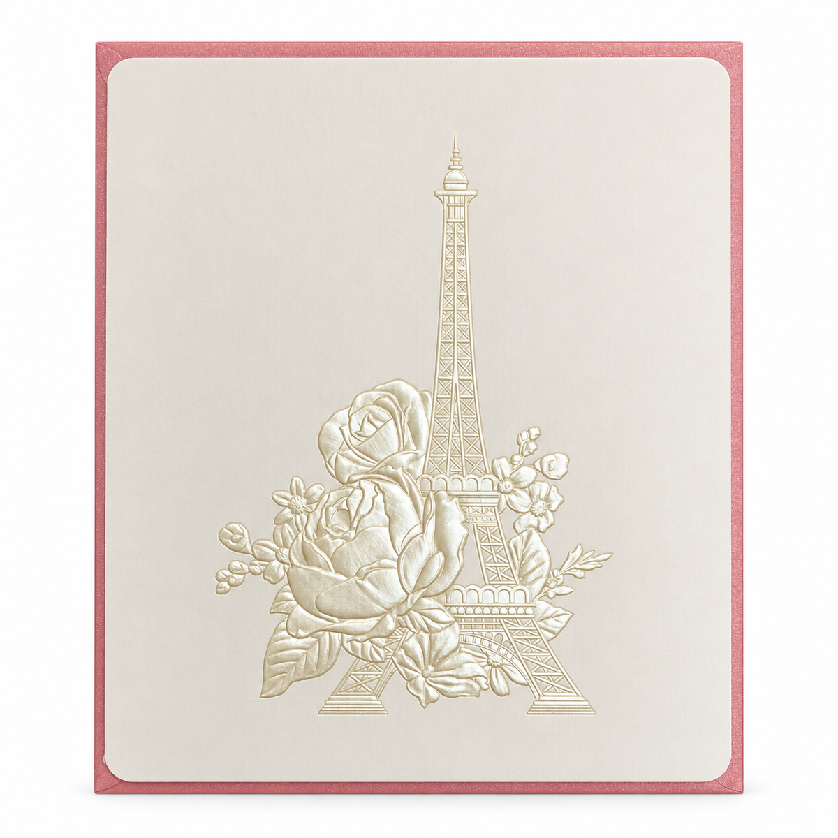 Embossed Eiffel Tower & Roses Greeting Card || بطاقة تهنئة بارزة بتصميم برج إيفل والورود