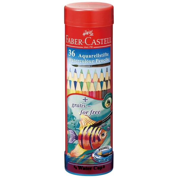 Faber Castell Water Color Pencil Round Tin 36 Colors || الوان خشبيه مائيه فيبر كاستل 36 لون