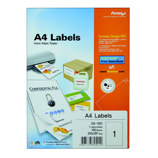 Formtec GS-1001 A4 Labels 100 Sheets 8807333894014