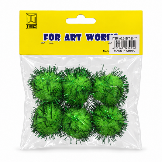 Glitter Cotton Balls Green Color || قطن زري لون اخضر