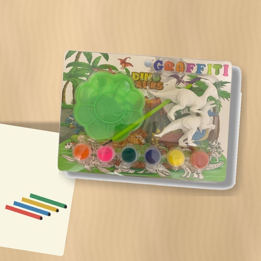 Graffiti Dinosaur Painting Kit - Two Dinosaurs, 6 Colours || طقم تلوين ديناصورين جرافيتي - ٦ ألوان