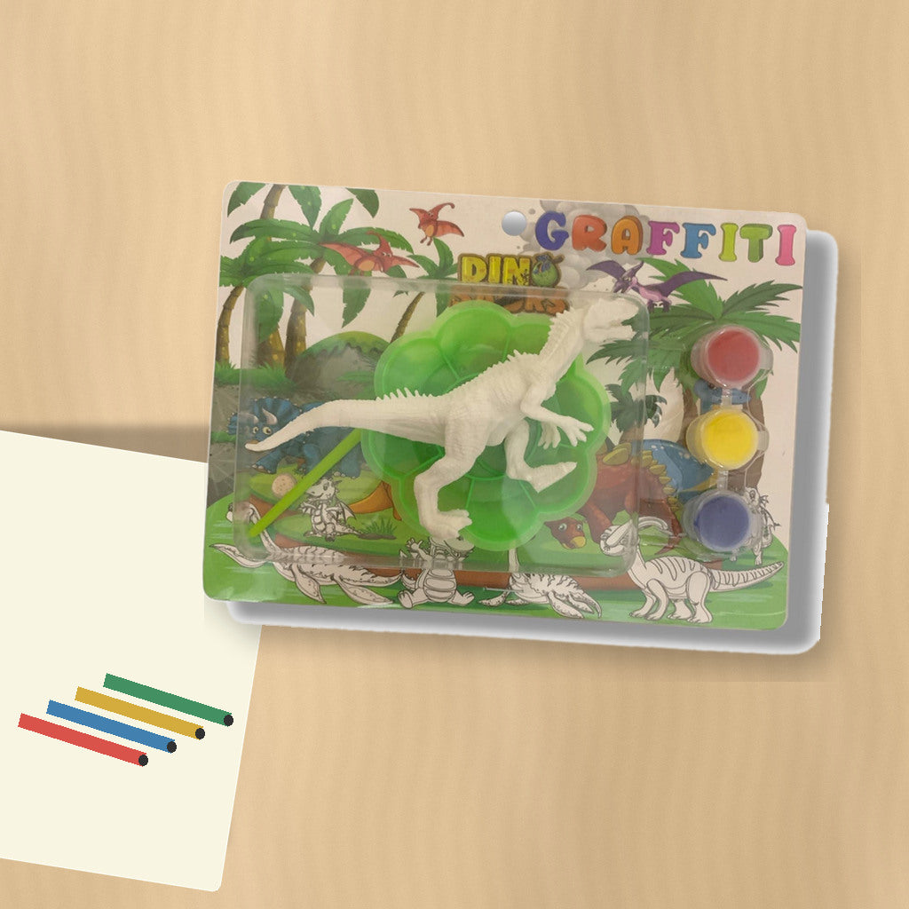 Graffiti Dinosaur Painting Kit - Dinosaur with Palette || طقم تلوين مجسم ديناصور جرافيتي مع لوحة ألوان