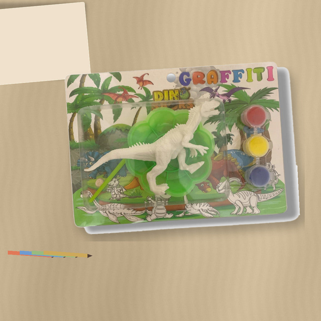 Graffiti Dinosaur Painting Kit - Dinosaur with Palette || طقم تلوين مجسم ديناصور جرافيتي مع لوحة ألوان
