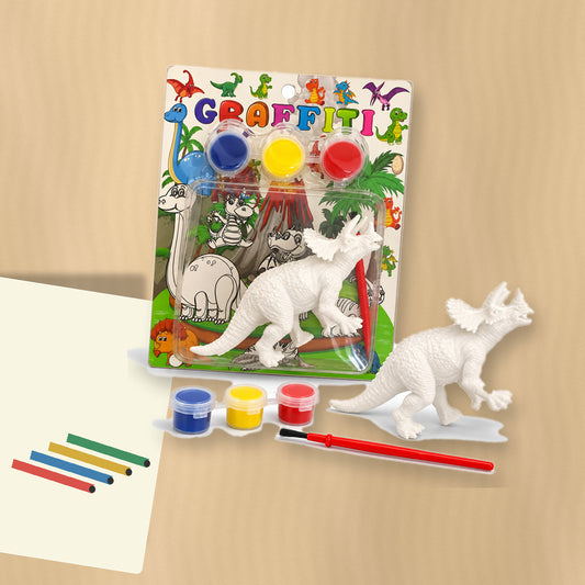 Graffiti Dinosaur Painting Kit - Horned Dinosaur || طقم جرافيتي لتلوين مجسم ديناصور بقرون