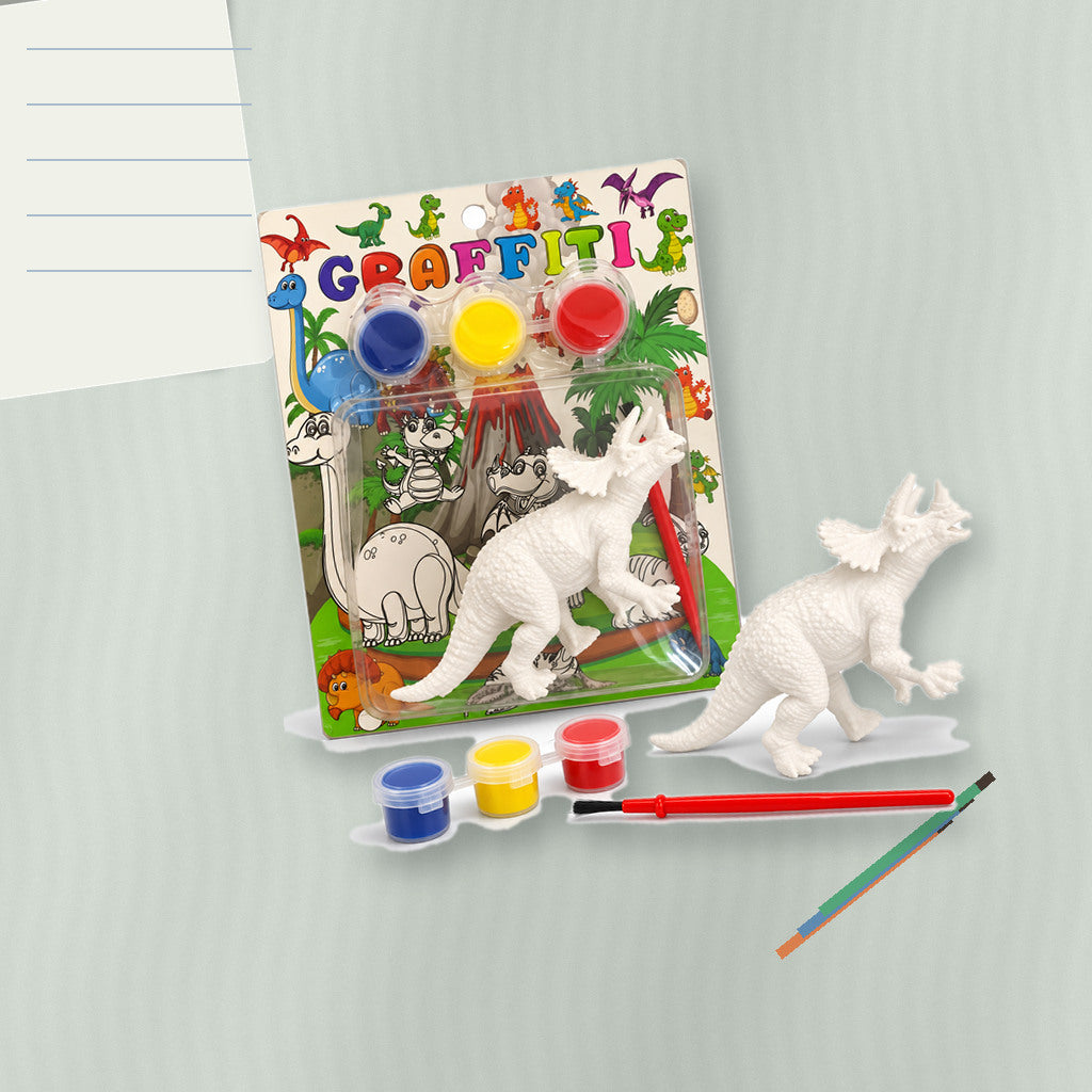 Graffiti Dinosaur Painting Kit - Horned Dinosaur || طقم جرافيتي لتلوين مجسم ديناصور بقرون