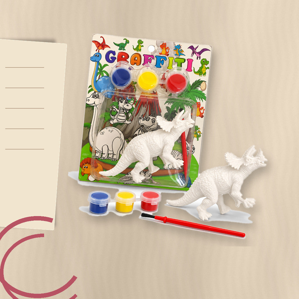 Graffiti Dinosaur Painting Kit - Horned Dinosaur || طقم جرافيتي لتلوين مجسم ديناصور بقرون