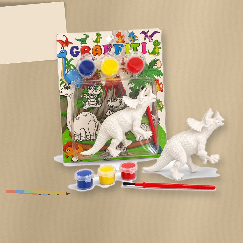 Graffiti Dinosaur Painting Kit - Horned Dinosaur || طقم جرافيتي لتلوين مجسم ديناصور بقرون
