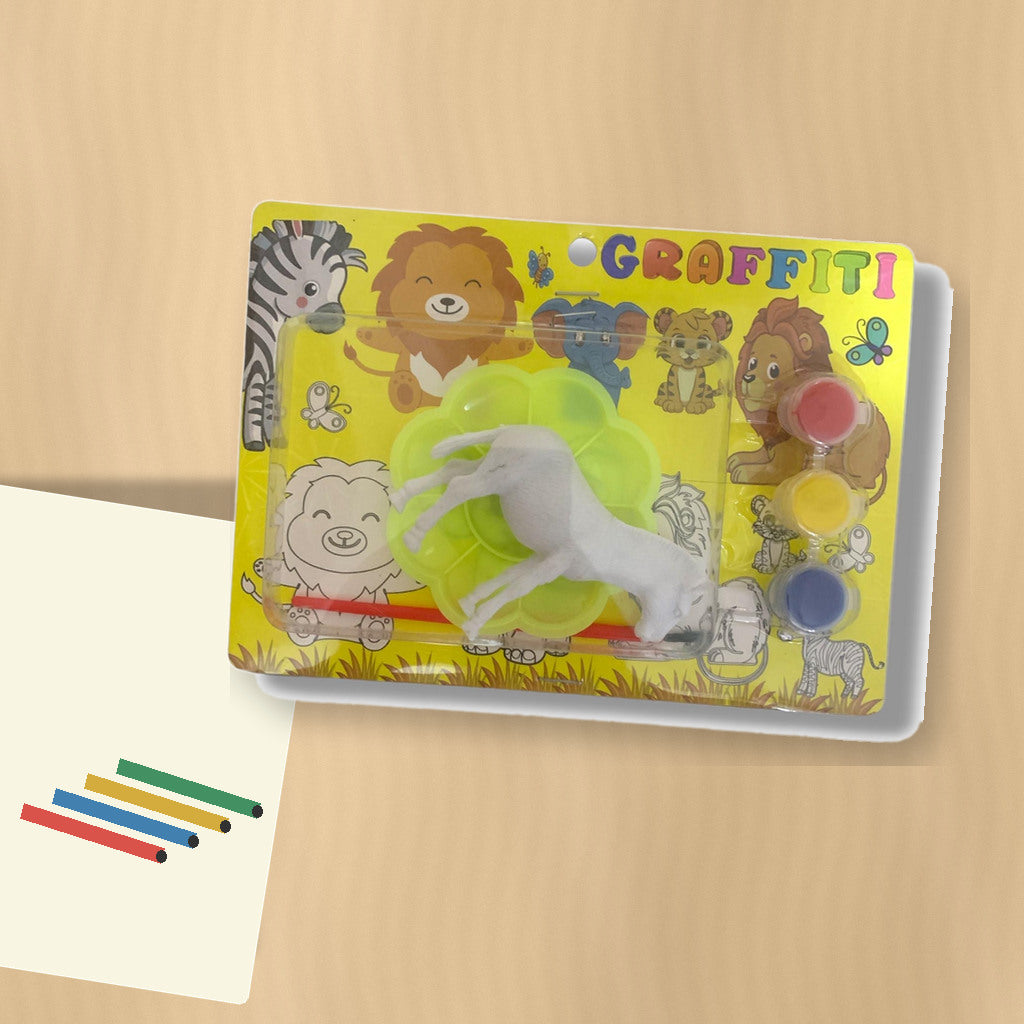 Graffiti Safari Animal Painting Kit - Horse with Palette || طقم تلوين مجسم حصان جرافيتي مع لوحة ألوان