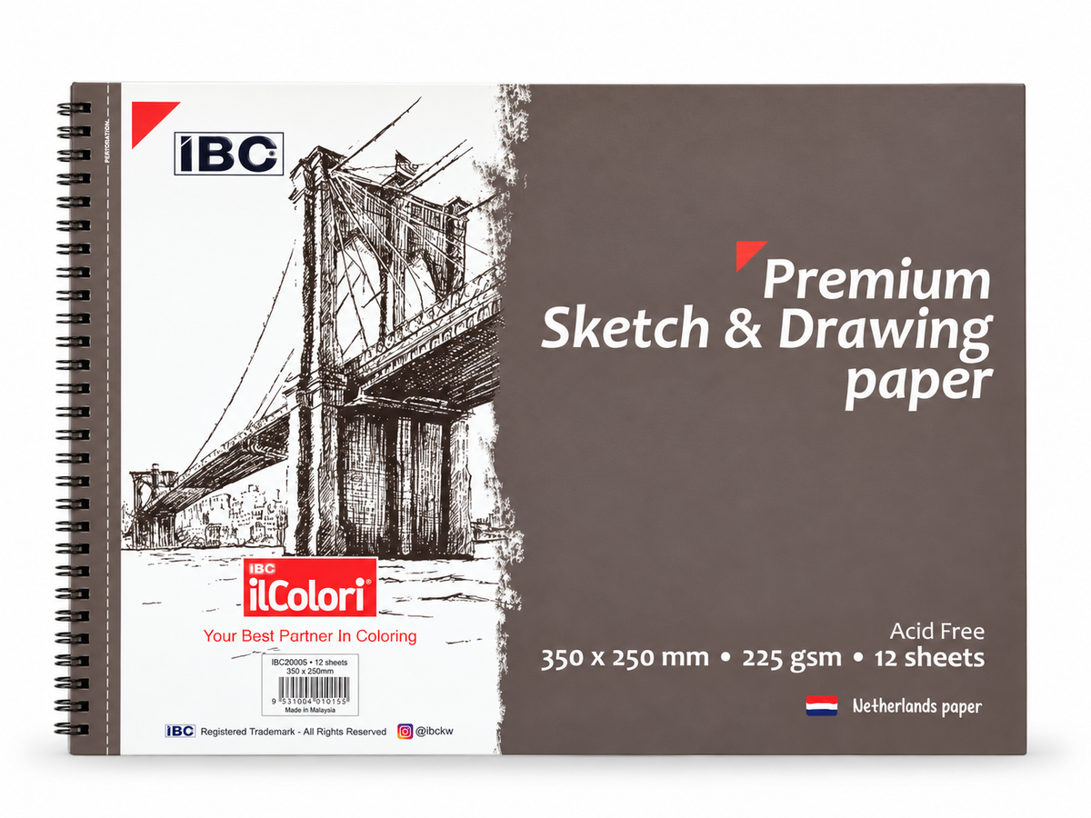 IBC ilColori Premium Sketch & Drawing Paper 350 × 250 mm, 225 gsm, 12 Sheets