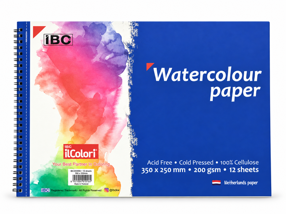 IBC ilColori Watercolour Paper Pad 350 × 250 mm, 200 gsm, 12 Sheets