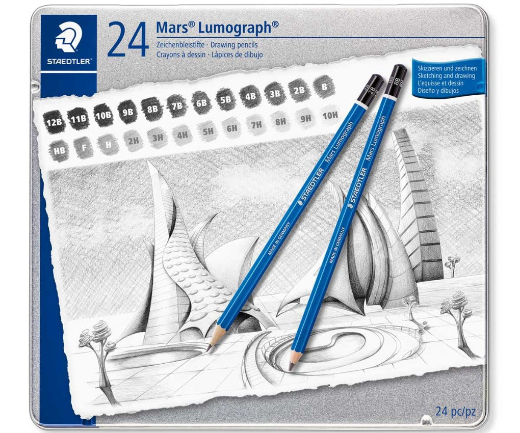 Staedtler Mars Lumograph 24 Sketch Pencils Set || مجموعة اقلام رصاص رسم سكتش ستدلر ٢٤ درجة 