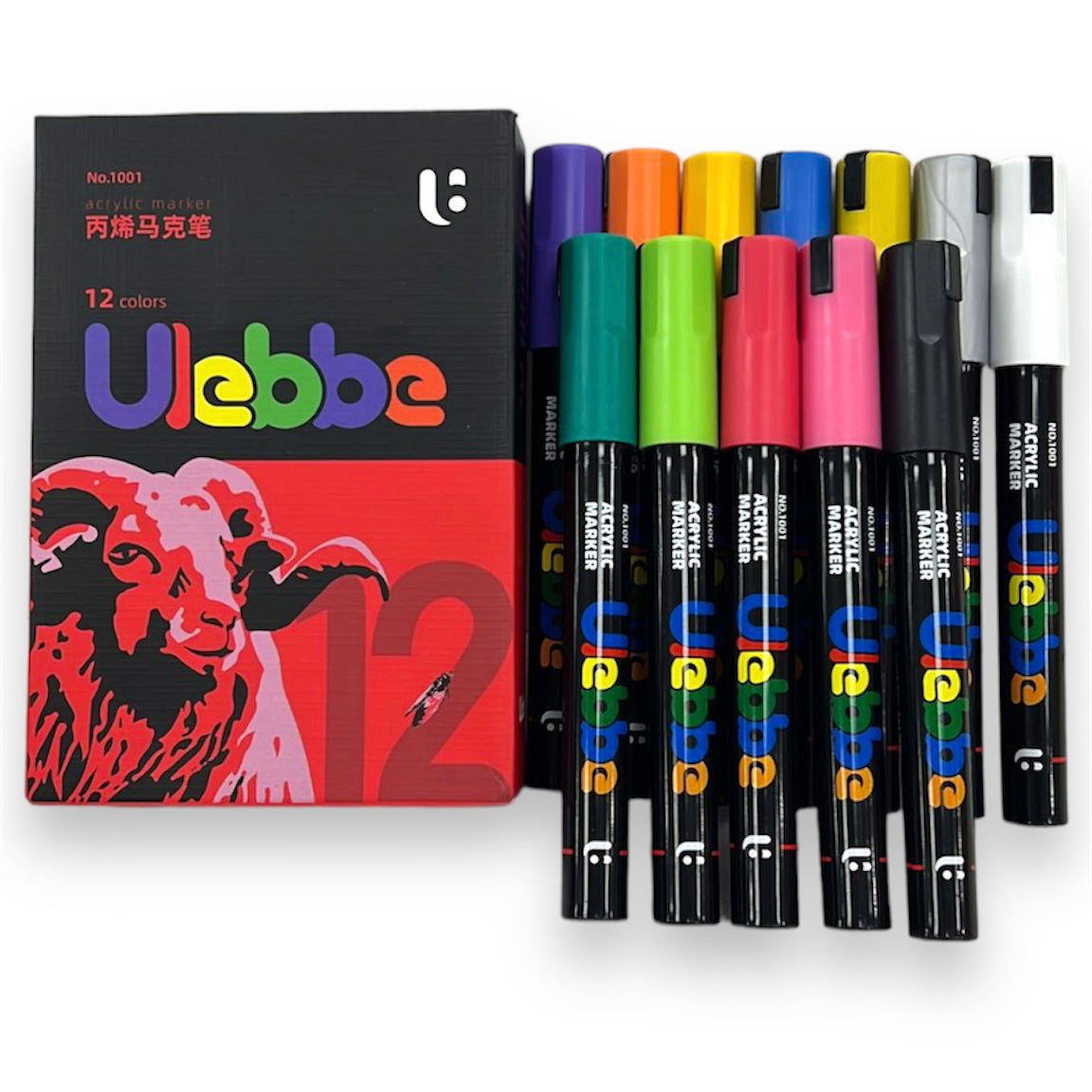 Ulebbe Acrylic Markers 12 Colors || الوان يوليبي اكريليك ماركر ١٢ لون⁩⁩