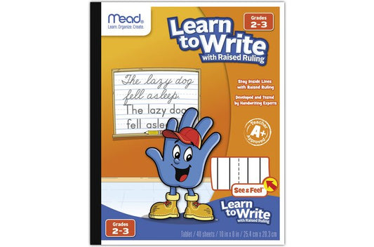 Mead Learn to Write Tablet, Raised Ruling, Grades 2-3, 40 Sheets, 10" x 8"