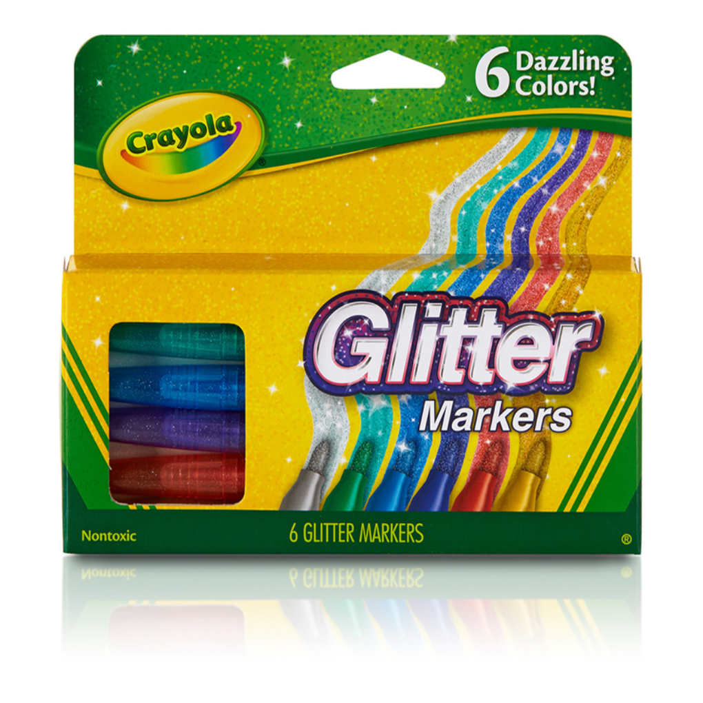 Crayola Glitter Markers 6 Colors || الوان شمعية كرايولا قلتر زري 6 لون 