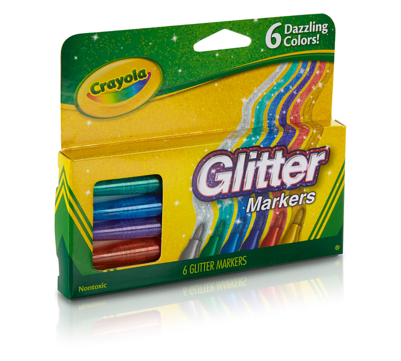 Crayola Glitter Markers 6 Colors || الوان شمعية كرايولا قلتر زري 6 لون