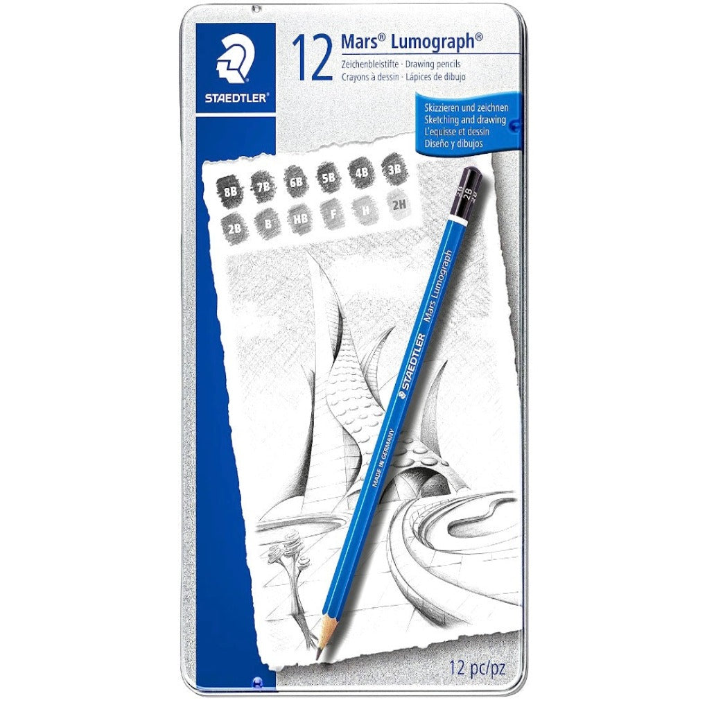 Staedtler Mars Lumograph 12 Sketch Pencils Set || مجموعة اقلام رصاص رسم سكتش ستدلر ١٢ درجة