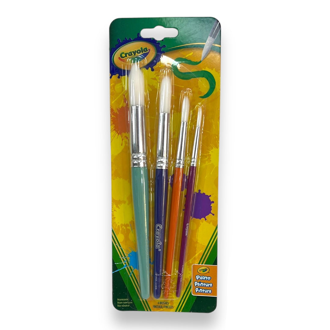 Crayola Brushes 4 Round Tip Brush Set Assorted Sizes || فرش رسم دائرية كرايولا 4 حبة