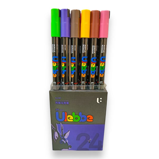 Ulebbe Acrylic Markers 24 Colors || الوان يوليبي اكريليك ماركر ٢٤ لون