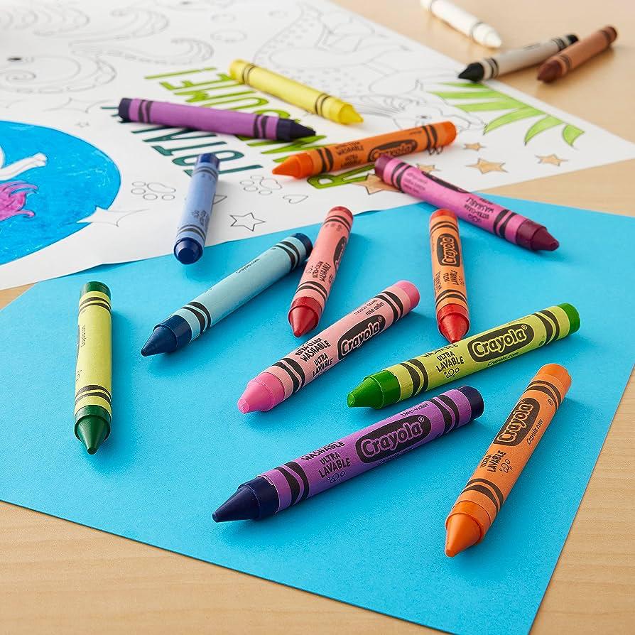 Crayola Ultra-Clean Washable Large Crayons Color Max 16 Colors || الوان شمعية كبيرة كرايولا ١٦ لون