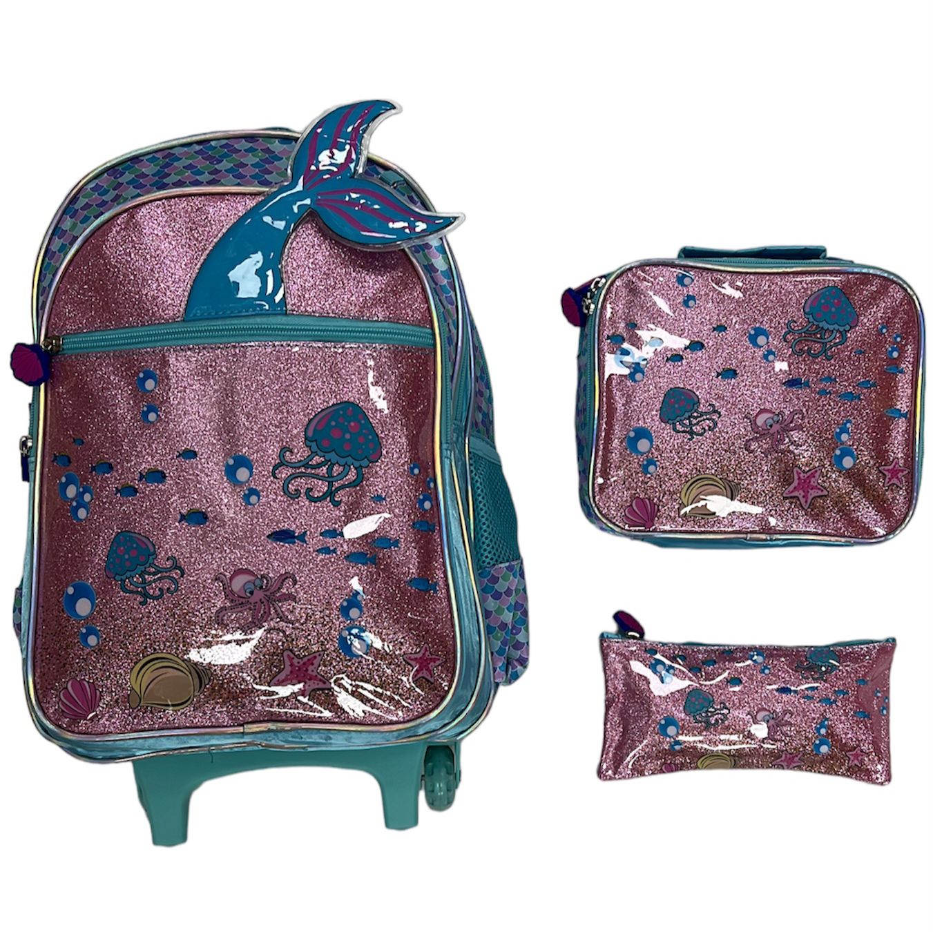 Back to School Backpack Set Mermaid || شنطة اطفال ١٧ انش طقم ٣ قطع حورية البحر ميرمايد