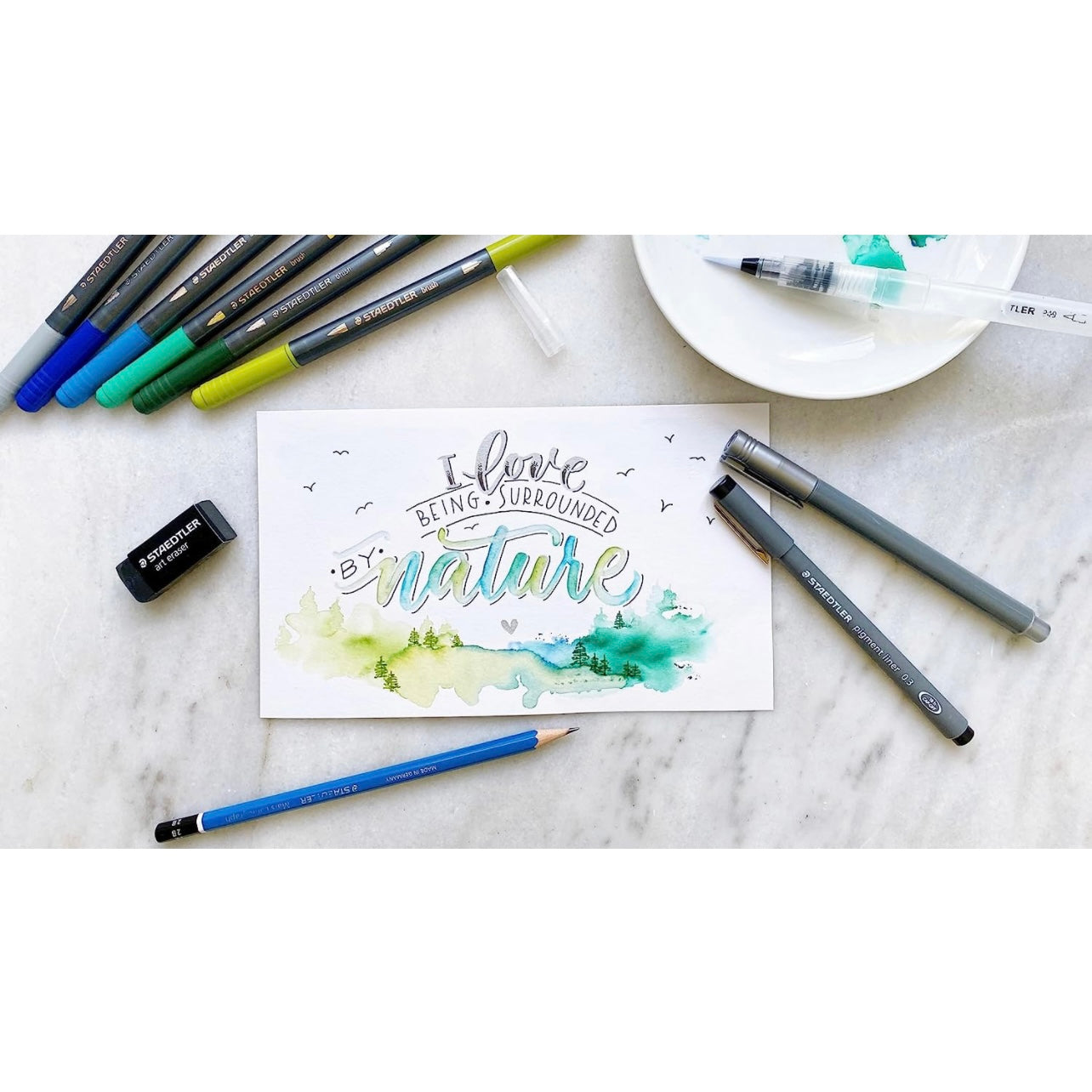 Staedtler Hand Lettering x Watercolor Set || مجموعة الوان ماركرز للرسم المائي ستدلر ١١ قطعة