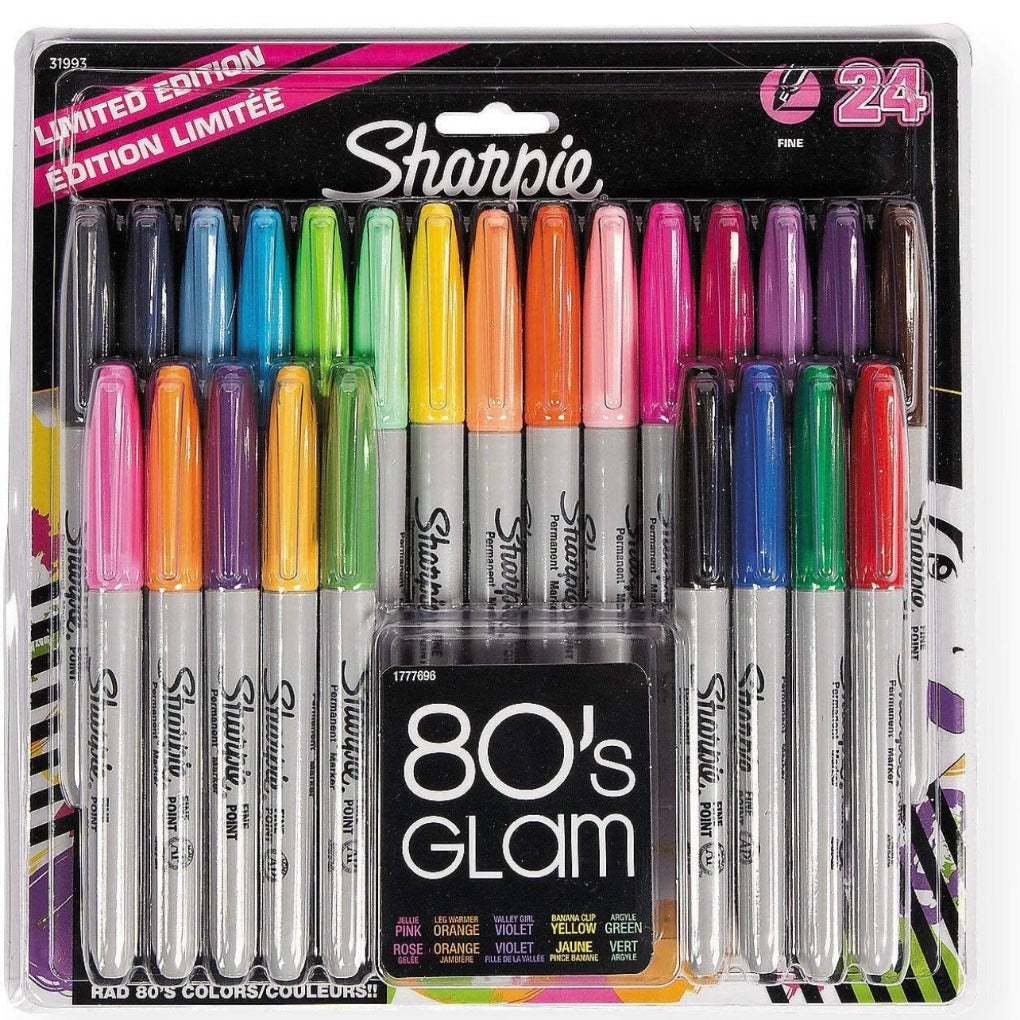 Sharpie 80’s Glam Markers Limited Edition Set 24 Colors || مجموعة الوان شاربي ماركرز 24 لون ثيم المانينيات