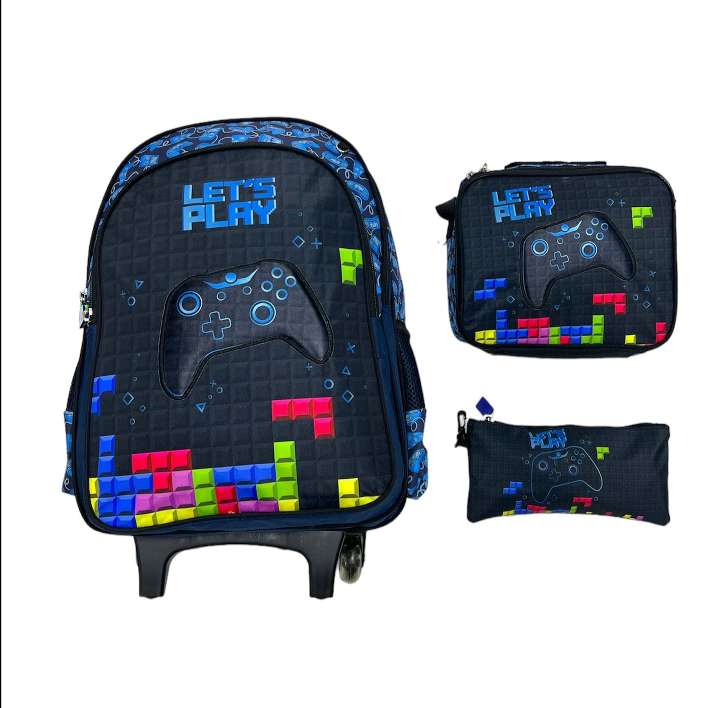 Back to School Backpack Set Gamer || شنطة اطفال ١٧ انش طقم ٣ قطع موديل يده اللعب