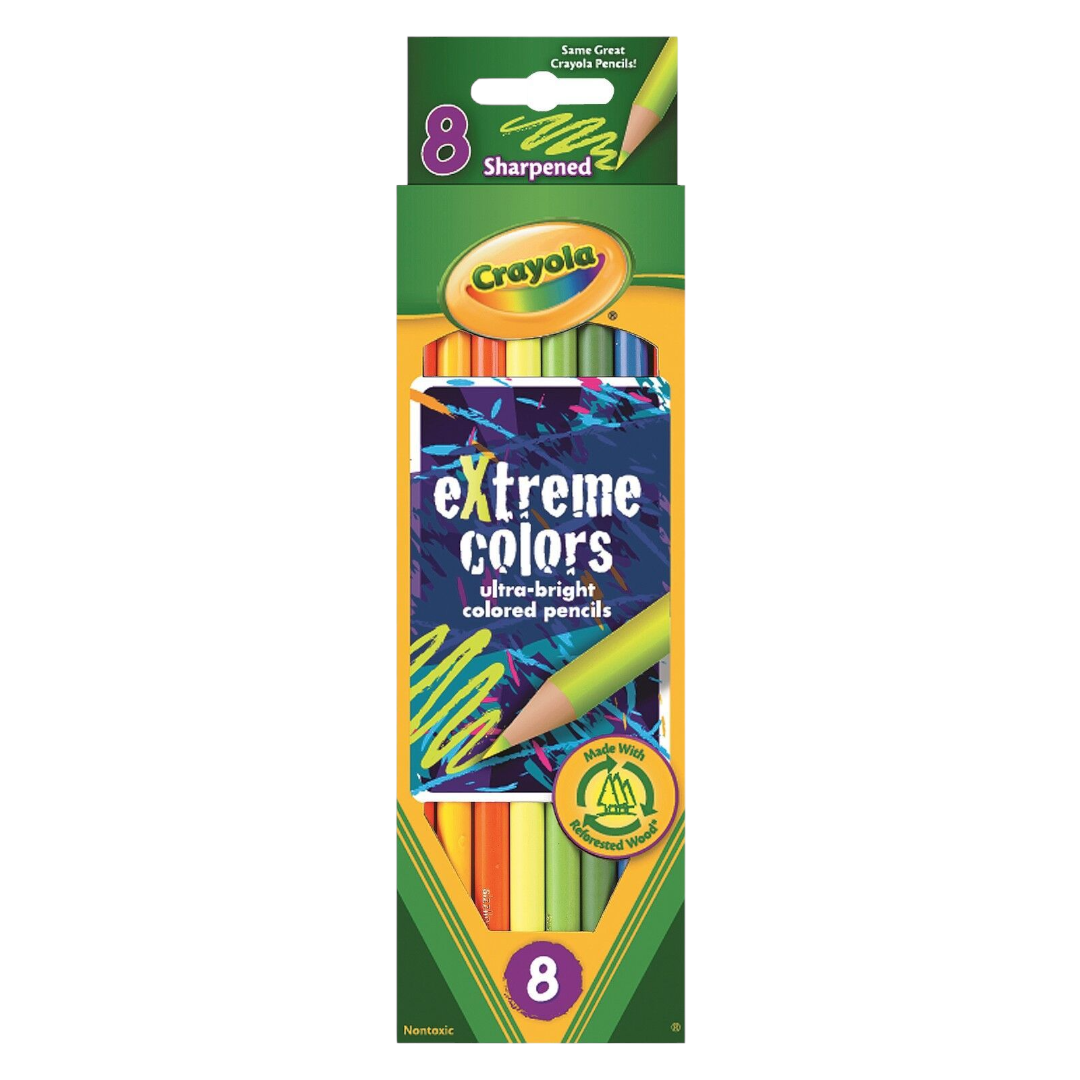 Crayola Extreme Colors 8 Pack || الوان خشبية فسفورية كرايولا ٨ لون