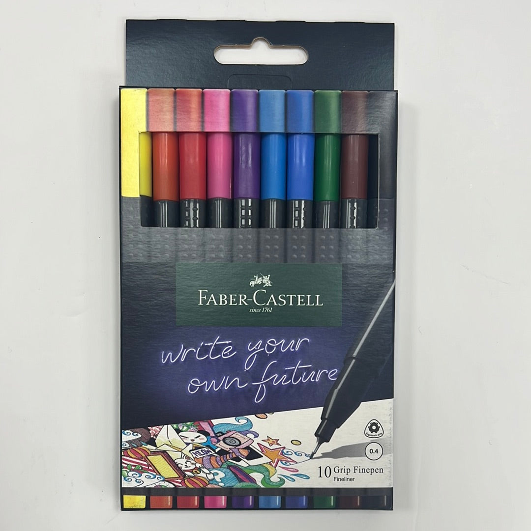 Faber Castell 10 Grip Fineliner Pens ||  اقلام فيبر كاستل ملونة ضعيفة 10 لون
