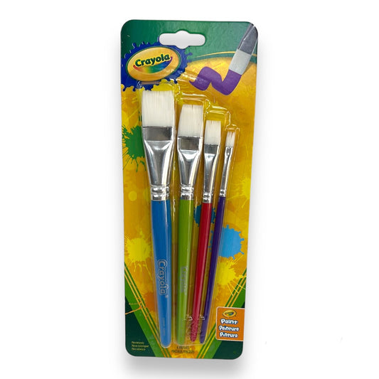 Crayola Brushes 4 Flat Tip Brush Set Assorted Sizes || فرش رسم كرايولا 4 حبات مشطوفة
