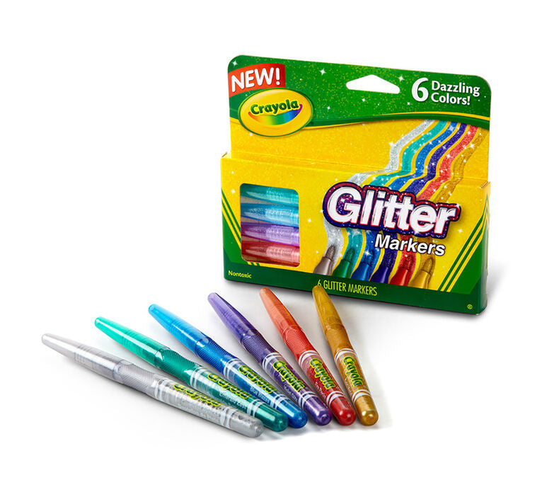 Crayola Glitter Markers 6 Colors || الوان شمعية كرايولا قلتر زري 6 لون