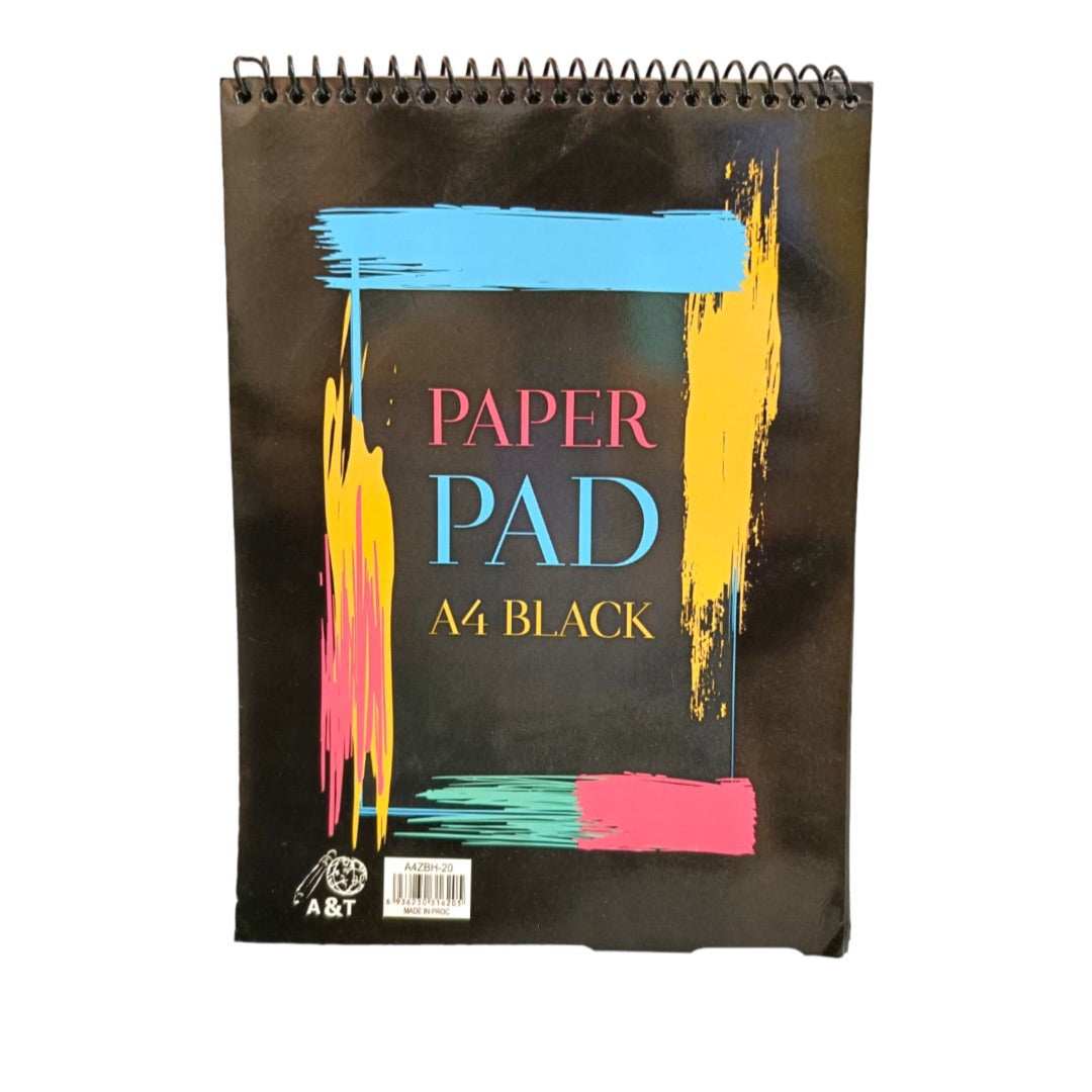 A&T Spiral Paper Pad A4 Size 20 Sheets || دفتر رسم اسود ٢٠ ورقة