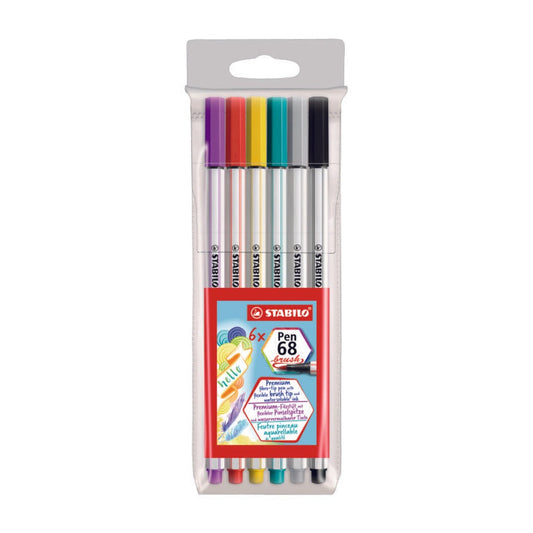Stabilo Brush Marker 6 Color Set || الوان ستابيلو راس فرشة برش ماركر ٦ لون 