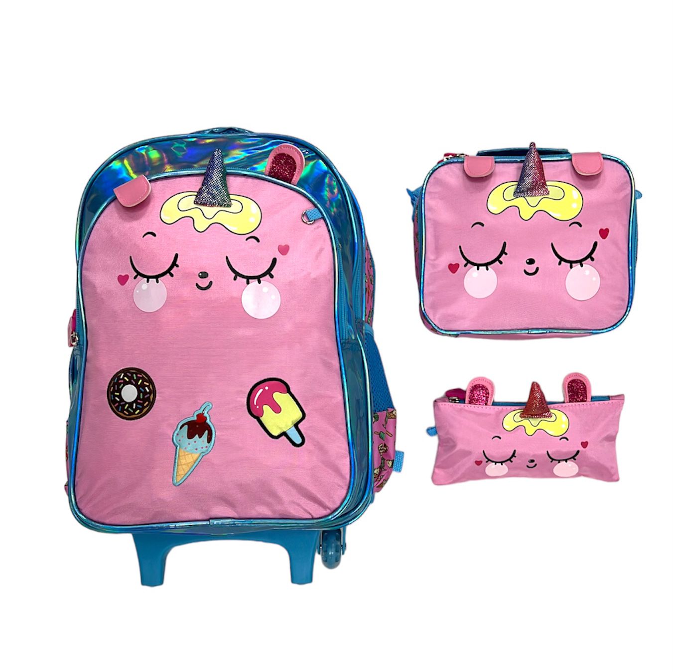 Back to School Backpack Set Pink Unicorn || شنطة اطفال ١٧ انش طقم ٣ قطع يونيكورن وردي