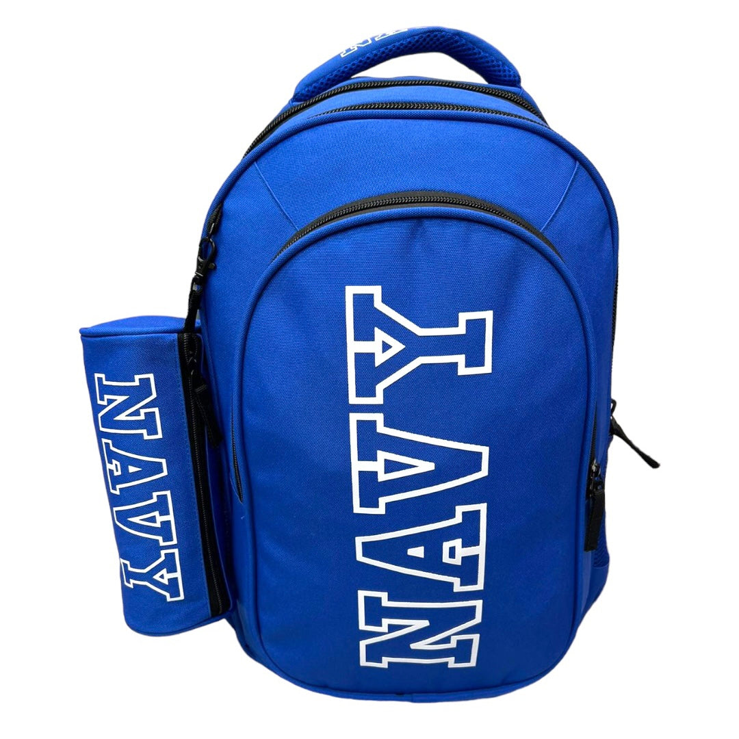 A&T Navy Backpack +Pencil Case || جنطة مدرسة لون كحلي مع مقلمة⁩⁩⁩⁩⁩⁩⁩⁩