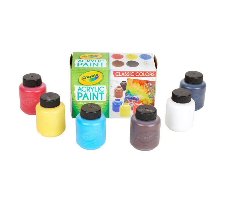 Crayola Acrylic Paint Classic Colors 6 Pcs || الوان اكريليك كرايولا 6 لون