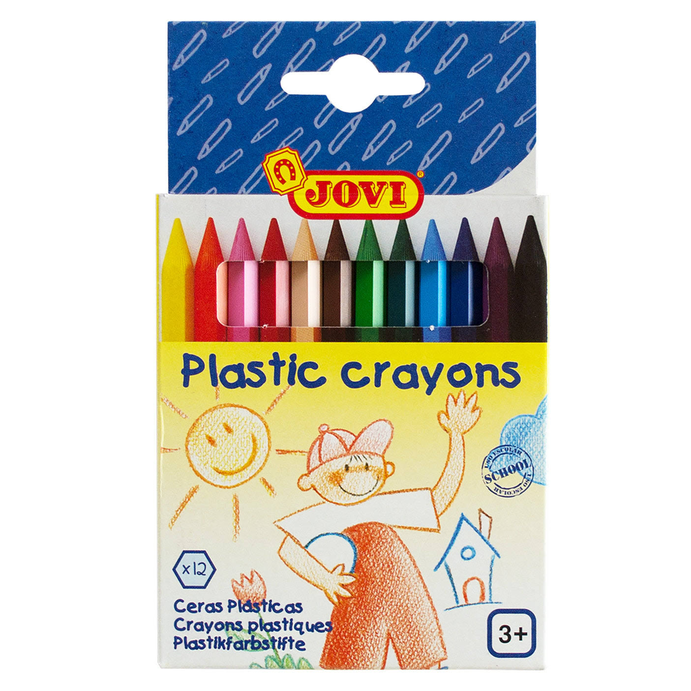 Jovi Plastic Crayons 12 Colors || الوان شمعية ١٢ لون جوفي 