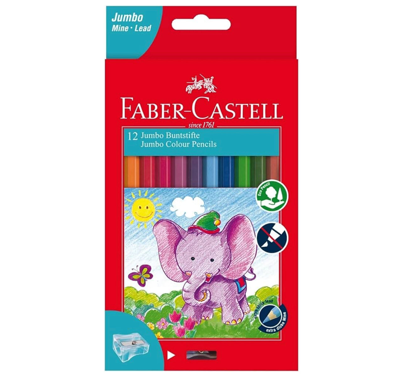 Faber Castell Jumbo Colored Pencils 12 Colors || الوان خشبية فيبر كاستل جامبو ١٢ لون
