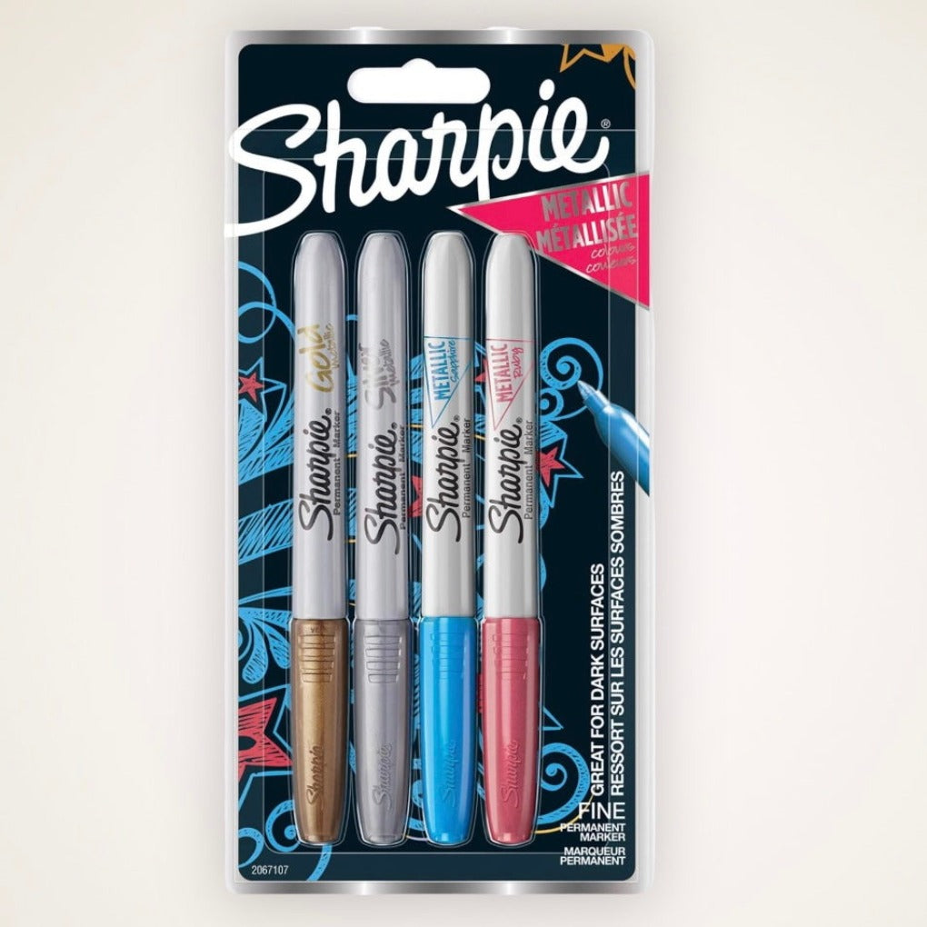 Sharpie Markers Metallic Set 4 Colors || مجموعة الوان شاربي ماركرز 4 لون ميتاليك 