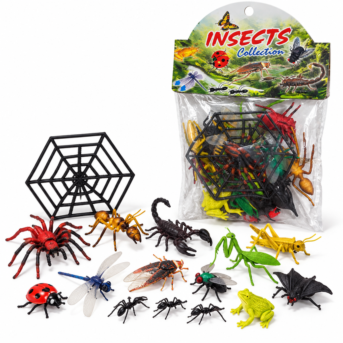 Insects Collection toy set with spider web