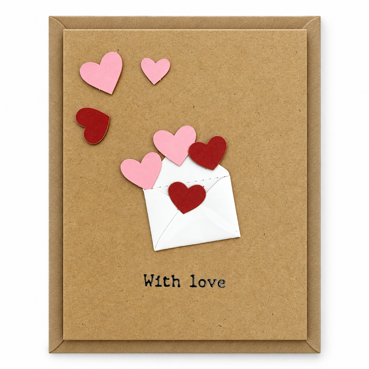 Kraft With Love Hearts Greeting Card || بطاقة تهنئة كرافت مع الحب بتصميم قلوب