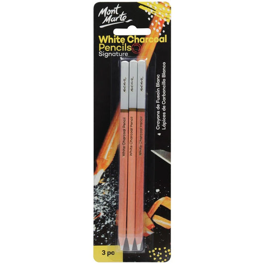 Mont Marte White Charcoal Pencils Signature 3pc || اقلام فحم سكتش مونت مارت لون ابيض 3 حبة