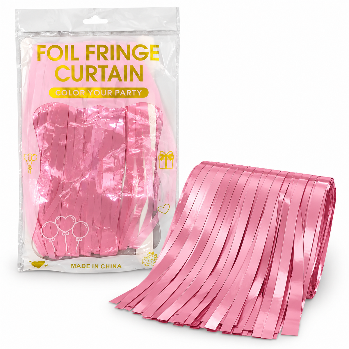 Pink Foil Fringe Curtain || ستارة حفلات بشرائط لامعة وردية