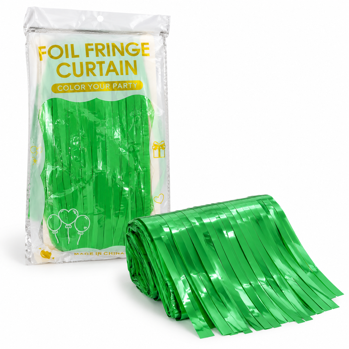 Green Foil Fringe Curtain || ستارة حفلات بشرائط لامعة خضراء
